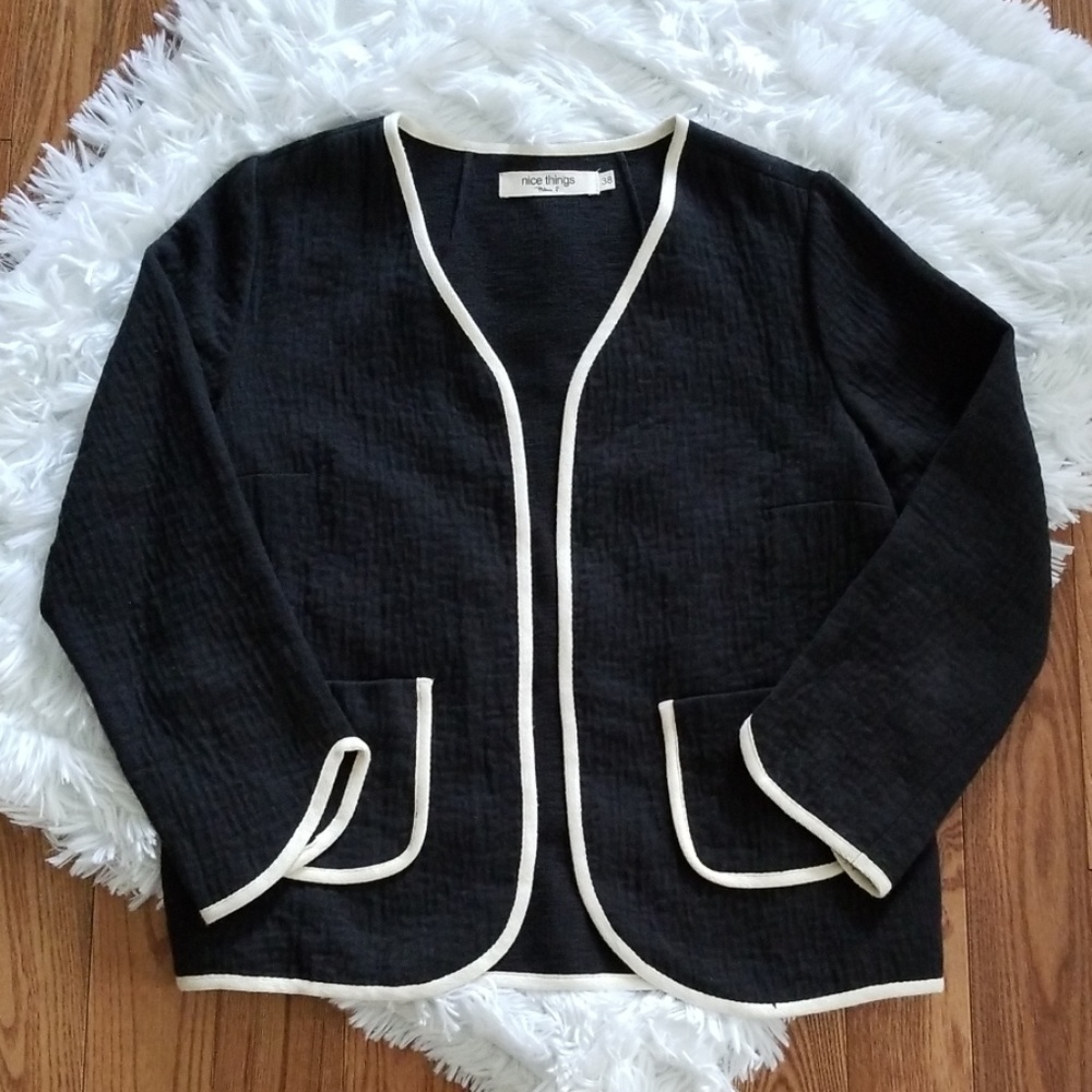 Nice Things Black Lightweight Open Front Blazer - image 1